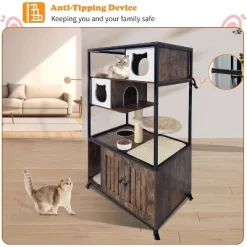 Jojoka Pet Litter Box Enclosure, Hidden Cat House Furniture With Metal Frame, Cat Tower With Storage, Barn Door, And Wheels -BlueBuffalo Sales Store GUEST 357d998d 7cd7 4e91 995e b1f65e3125f3 1