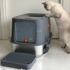 Artloge Extra Large Enclosed Stainless Steel Cat Litter Box High Side Anti-Leakage Pet Cat Toilet Front Entry Top Exit Box With Pedal Mat, Tray& Scoop -BlueBuffalo Sales Store GUEST 35948020 1c9a 4a46 814d 9b426a0766f8