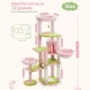 QuestaPack 59" Flower Cat Tree, Scratching Post, And 2 Perches, Pink