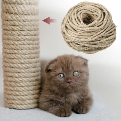 Unique Bargains Cat Natural Sisal Rope For Scratching Post Tree Replacement 164ft Yellow 1 Pc 2 Unique Bargains Cat Natural Sisal Rope For Scratching Post Tree Replacement 164ft Yellow 1 Pc - Image 2