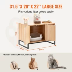 VEVOR Cat Litter Box Enclosure, Hidden Litter Box Furniture, Wooden Cat Washroom Indoor With 2 Doors & Study Metal Legs, Cat House Cabinet Hidden -BlueBuffalo Sales Store GUEST 38e26321 d642 4f55 a667 6ed5fb0cc57d