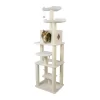 Armarkat B7801 Classic Real Wood Cat Tree In Ivory, Jackson Galaxy Approved, Six Levels With Playhouse And Rope SwIng