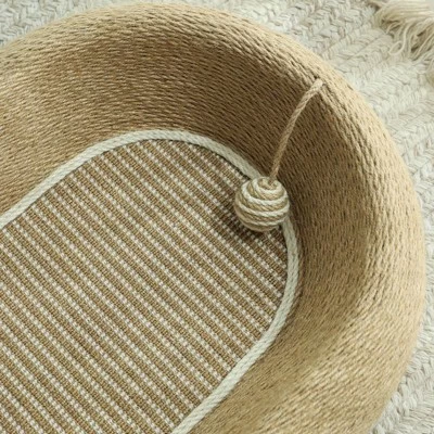 3-in-1 Sisal Scratching Board Bed, For Indoor Cats, Large Oval Cat Scratching Board, Toys For Playing And Nursing Paws Cat Scratching Pad 2 3-in-1 Sisal Scratching Board Bed, For Indoor Cats, Large Oval Cat Scratching Board, Toys For Playing And Nursing Paws Cat Scratching Pad - Image 2