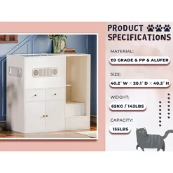 ATJafurn Cat Litter Box Enclosure Top Entry, No Need To Squat 40.2'' Furniture Style Hidden Litter Box Cat Cabinet With Glass Door -BlueBuffalo Sales Store GUEST 3b2572e0 9896 4008 b152 3fd559ca628c