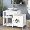 Cat Litter Box Enclosure For Bathroom, Hidden Litter Pet Washroom With Divider, Indoor Cat House For Large Cats-Cuddlewood