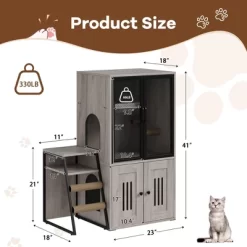 Cat Litter Box Enclosure For 2 Cats And Doors,Double Cat House With Storage Space