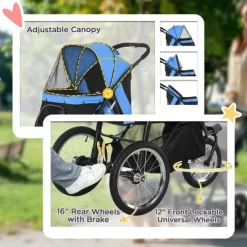 Resenkos Cat Jogger Stroller,Dog Stroller, Pet Stroller,Pet Stroller With Adjustable Canopy, Safety Tether, Storage Basket, Blue -BlueBuffalo Sales Store GUEST 3d09946c e729 47eb b788 653c28831dd1