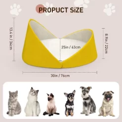 Hachikiko 2-in-1 Cat Bed - Convertible Semi-Enclosed Design/Windproof/Removable Washable For Cats & Small Dogs (Yellow, 40x32x13cm) -BlueBuffalo Sales Store GUEST 3e1cc283 9552 42be 936d d9a2b7aff3ef