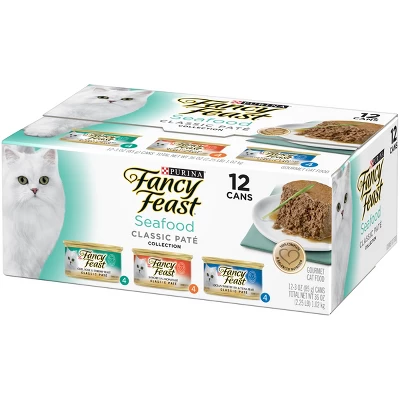 Purina Fancy Feast Classic Paté Gourmet Tuna, Fish, Shrimp And Salmon Flavor Variety Pack Wet Cat Food - 3oz/12ct 5 Purina Fancy Feast Classic Paté Gourmet Tuna, Fish, Shrimp And Salmon Flavor Variety Pack Wet Cat Food - 3oz/12ct - Image 5