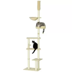SKYONE Beige Floor-to-Ceiling Cat Tree With Adjustable Height, Multiple Platforms, Bed, Hammock, -BlueBuffalo Sales Store GUEST 3e4f86b2 e014 4988 98df c89605fee071