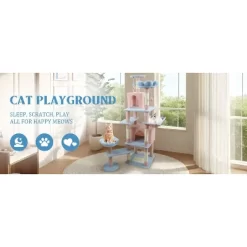 Kumasinova 71" Floral Tall Cat Tree With Hammock,Cat Tower With Scratching Post,Modern Cat Tree For Indoor Cats Large Adult,Cute Cat Tree Tower -BlueBuffalo Sales Store GUEST 3e541156 2048 4ba1 8426 ca1b8b718c27