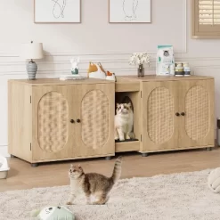 Cat Litter Box Enclosure 55.1" Double Litter Box Furniture Large Cat Box Enclosure Kitty Litter Box For 2 Cats Hidden Cat Litter Cabinet -BlueBuffalo Sales Store GUEST 3f00f086 b1c9 49e7 b09a 84e296a06afe