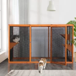 AZL1 Life Concept Pet Crates And Houses Multi Functional Cat Enclosure For Indoor Outdoor Use Detachable Design, Orange, 70.8"*31.5"*42.5"