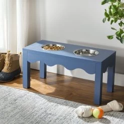 Lilith Double Pet Feeder - Removable Stainless Steel Bowls - Cat/Dog - PET5702 - Safavieh Pets