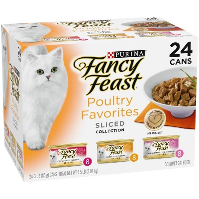 Purina Fancy Feast Sliced Poultry Favorites Collection Gourmet With Liver, Chicken And Turkey Wet Cat Food Variety Pack - 3oz/24ct 2 Purina Fancy Feast Sliced Poultry Favorites Collection Gourmet With Liver, Chicken And Turkey Wet Cat Food Variety Pack - 3oz/24ct - Image 2