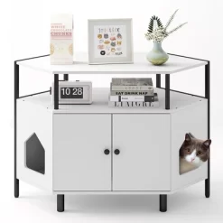 Tangkula Corner Cat Litter Box Enclosure End Table W/ Open Shelf 2 Entries Double Doors White 19 Tangkula Corner Cat Litter Box Enclosure End Table W/ Open Shelf 2 Entries Double Doors White -BlueBuffalo Sales Store GUEST 3fac1b18 264e 4065 87a1 18eb1693893f