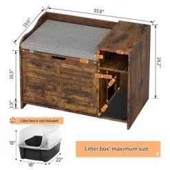 Hidden Cat House Litter Box Enclosure With Top Opening With Cushion Cabinet