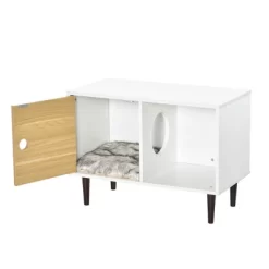 PawHut Cat Litter Box Enclosure Hidden Kitten Condo Decorative Side Table Pet House With Soft Cushion & Storage Space -BlueBuffalo Sales Store GUEST 40d904fd 18a1 4d57 abb2 c121f6b69354 1