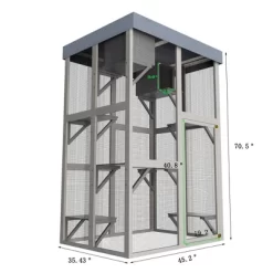 Kumasinova 62.6"/70.5" Outdoor Catio Enclosure With UVproof Roof ,Large Cat House With 6/5 Platforms&2 Nap Rooms,Cat Playpen Shelter For Multiple Cats
