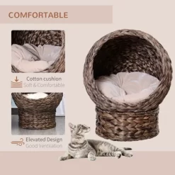 Akoasm 23.5 Inch Raised Wicker Egg Shape Handwoven Elevated Basket Cat Bed & Kitty House With Soft Cushion Indoor-Gray -BlueBuffalo Sales Store GUEST 417392db eb5c 48f9 bcc3 f76ce6869e3e 1
