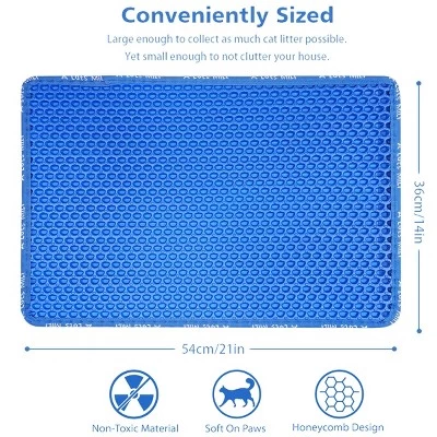 SEVOBAL Litter Box Mat With Double Layers Non-Slip Litter Trapping Mat Easy Clean Kitty Litter Scatter Control, Blue, 54"*36"*1.5" 2 SEVOBAL Litter Box Mat With Double Layers Non-Slip Litter Trapping Mat Easy Clean Kitty Litter Scatter Control, Blue, 54"*36"*1.5" - Image 2