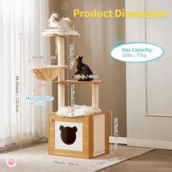 QuestaPack Modern Cat Tree Tower For Indoor Cats - 65" Tall Wood Condo With Hammock 13 QuestaPack Modern Cat Tree Tower For Indoor Cats - 65" Tall Wood Condo With Hammock -BlueBuffalo Sales Store GUEST 41eef765 46f6 4d05 89b7 000bf5acc031