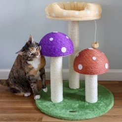 Pixie 3-Tier Cottage Sisal Mushroom Cat Tree With Scratching Posts, Napping Perch, And Dangling Bell Toy -BlueBuffalo Sales Store GUEST 42236bad 96fb 4111 a0e3 fc8bcca6fb0a
