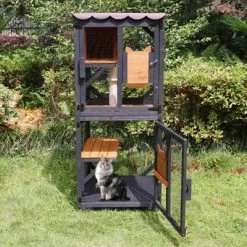 Aivituvin Medium Wooden Outdoor Cat Catio With Wheels| Connecting With Window-AIR22-M -BlueBuffalo Sales Store GUEST 4288a76c 1bab 437a b01d 1414e2aeb9ee