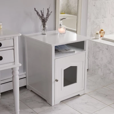 Arf Pets Cat Litter Box Enclosure Furniture, Large Cabinet - White 1 Arf Pets Cat Litter Box Enclosure Furniture, Large Cabinet - White