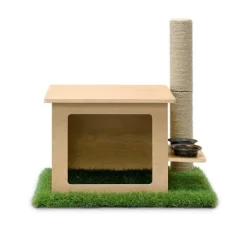 On2Pets Cat House With Scratching Post & Feeder Station - Beige -BlueBuffalo Sales Store GUEST 43032a1c 7cc7 491d 9796 6d75f556c21b