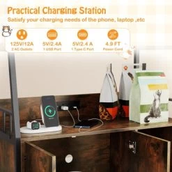 Tangkula Cat Litter Box Enclosure Hidden Cat Washroom Cabinet W/3-Tier Shelves Charging Station Winding Entry & Scratching Board Versatile Storage -BlueBuffalo Sales Store GUEST 4338f061 8331 4020 ac8e 343b1d96e8ab