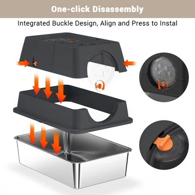 Enclosed Metal Litter Box With Lid, Large Metal Litter Box For Cats, Covered Dog Proof Litter Box 8'' Deep,Removable Top And Litter Scooper 6 Enclosed Metal Litter Box With Lid, Large Metal Litter Box For Cats, Covered Dog Proof Litter Box 8'' Deep,Removable Top And Litter Scooper - Image 6