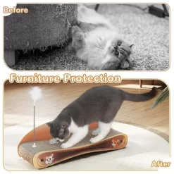 Sandinrayli Cat Scratcher Lounge Bed, Reversible 2-in-1 Cardboard Scratching Board, Durable Curved Cat Scratch Pad, Natural Wood -BlueBuffalo Sales Store GUEST 442359d7 b0a9 47d9 8992 4642ea727712