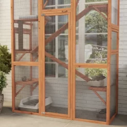 PawHut Outdoor Catio Cat Enclosure, Large Wooden Cat House With 6 Jumping Platforms, Scratching Post, 2 Ramps, Waterproof Roof, For 2-3 Kittens -BlueBuffalo Sales Store GUEST 44e6d32c 2dc9 4163 8f6f baeb71cb758a