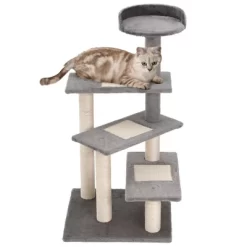 YOOCOZZ PawHut 40" 5-Level Revolving Stair Cat Tree, Scratcher Climbing Activity Tower With Play Center And Resting Perch-Gray