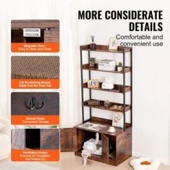VEVOR Cat Litter Box Enclosure, Hidden Litter Box Furniture With 4 Storage Shelves, Wooden Cat Washroom Indoor, 33.5"L X 19.3"W X 72.3"H, Dark Brown -BlueBuffalo Sales Store GUEST 4531abbf 9f32 4e5c 996e 8d0bfe2e4d25