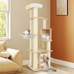 Tangkula 71" Tall Cat Tree W/Cozy Perch Condo Space Capsule 4.6" Scratching Posts