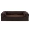 FurHaven Faux Fleece And Chenille Cooling Gel Memory Foam Sofa Dog Bed