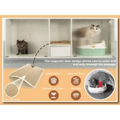 ATJafurn Cat Litter Box Enclosure For 2 Cats, 61.4'' Furniture Style Double Hidden Kitten Litter Box Cat Cabinet With Storage For Large Cats -BlueBuffalo Sales Store GUEST 45a99796 2166 4e74 94b2 40d326efe889