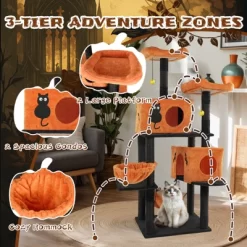 Angel Sar 61" Halloween Cat Tree With 2 Condos, 2 Hammocks & Perches, Large Cat Tower With Scratching Posts For Multiple Cats, Orange & Black -BlueBuffalo Sales Store GUEST 45b414ca fb9f 4d2f b2cd 4745928d22dc