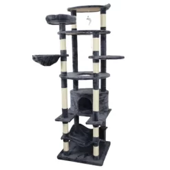 SEVOBAL Pet Tower Multi-Level With Spacious Condos, Scratching Posts, Sturdy For Multiple Cats With Perches, Toys, Dark Grey, 26.38"*26.38"*10.63" -BlueBuffalo Sales Store GUEST 460f3517 d1e0 4511 8644 e7caedb372d5
