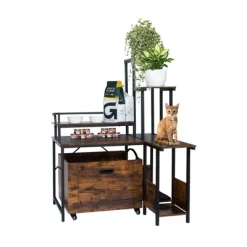 Wood Corner Hidden Cat Litter Box Enclosure Furniture With Flower Stand,Plant Stand -BlueBuffalo Sales Store GUEST 4625c32f 5fbe 493e 80cd e875ff3886d8