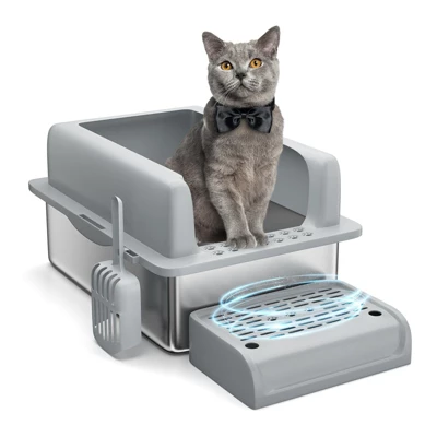 Stainless Steel Cat Litter Box, Large Litter Box For Big Cats And Multi-Cats With Cleaning Pedal 8 Stainless Steel Cat Litter Box, Large Litter Box For Big Cats And Multi-Cats With Cleaning Pedal - Image 8