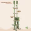 DOMETOUR Adjustable Height(85-112 Inch) Cactus Cat Tree Cat Tower, 7 Tiers Climbing Activity Center With Cozy Hammocks Cat Condo