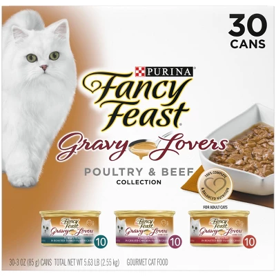 Purina Fancy Feast Gravy Lovers Chicken, Turkey & Beef Collection Gourmet Wet Cat Food - 3oz/30ct Variety Pack 1 Purina Fancy Feast Gravy Lovers Chicken, Turkey & Beef Collection Gourmet Wet Cat Food - 3oz/30ct Variety Pack