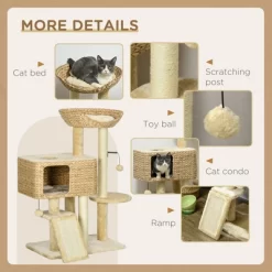 Lyngins 38 Inch Cat Tree,Cat Tower With Scratching Posts,Ramp,Condo,Toy Balls,Platform,Bed For Indoor Cats,Beige -BlueBuffalo Sales Store GUEST 4836e8c8 5d33 416d 9927 52fd10e69adf