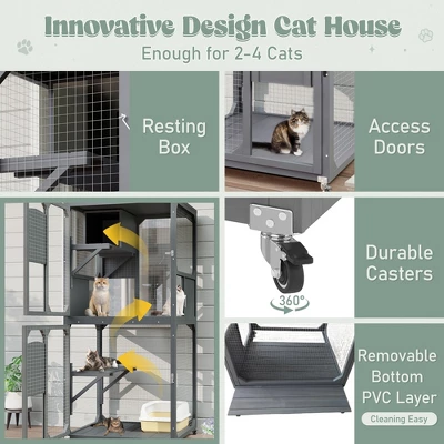 Gulches 48in H X 48in W X 36in D SkyCatio Cat Enclosure Gray 1 Pack Multi Cat Livestock Supplies Product Type 5 Gulches 48in H X 48in W X 36in D SkyCatio Cat Enclosure Gray 1 Pack Multi Cat Livestock Supplies Product Type - Image 5