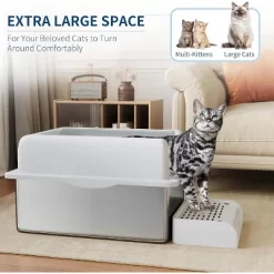 Cat Litter Box XXL Extra Large Litter Tray Pan For Big Cats With Platform Step, Removable Top, Non-Slip Bottom -BlueBuffalo Sales Store GUEST 4976bcc4 625b 45b1 aacd c002368ff450