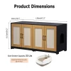47 Inch Double Litter Box Enclosure - Wooden 2-Cat Hidden Cabinet With Pull-Out Drawers & 4 Sisal Doors, Cat House/TV Stand Sideboard