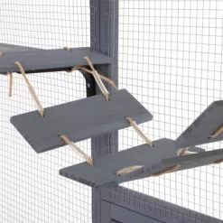 FURNIinspire Pet Crates And Houses Cat Enclosure With Leaping Platforms, Feline Condos, Catwalk, Scratching Panel, Gray, 104.3"*35.4"*72.1" -BlueBuffalo Sales Store GUEST 4a35fb26 9102 49da b4be 13d6ad04fc61 1